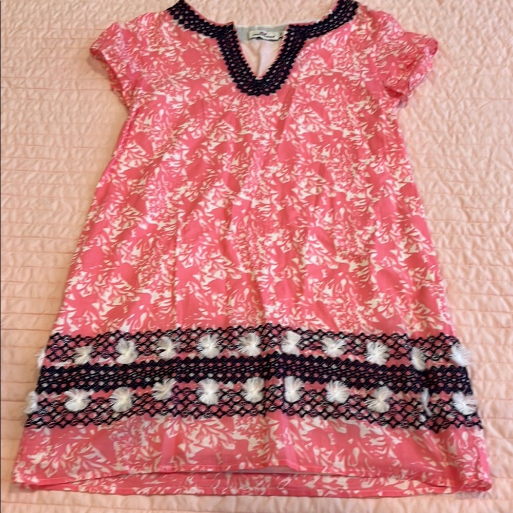 Vineyard Vines Pink and Black Floral Dress